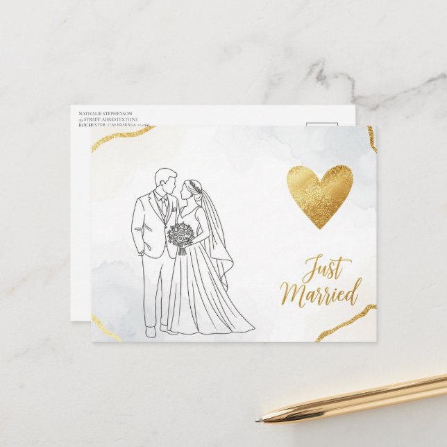 Elegante boda moderna Guardar la postal de la fech (Anverso/Reverso In Situ)