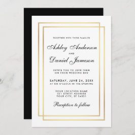 Elegante Boda moderno blanco negro invitación de o