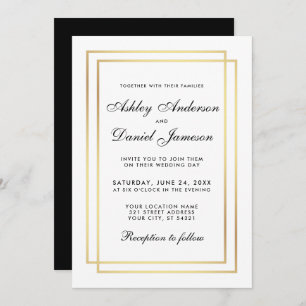 Elegante Boda moderno blanco negro invitación de o