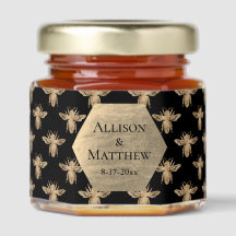 Elegante Boda moderno de la abeja de oro negro