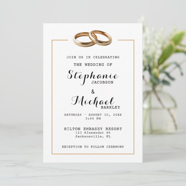 Elegante Boda moderno invitación a bandas (Anverso de pie)