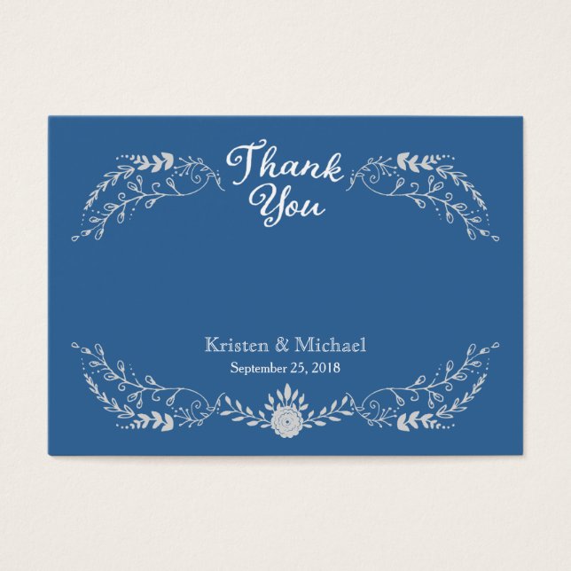 Elegante Boda monocromático de guirnalda azul y pl (Frente)