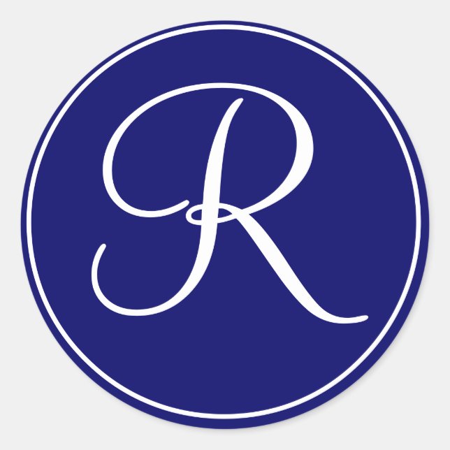 Elegante Boda Monograma Sello blanco de la Marina (Anverso)