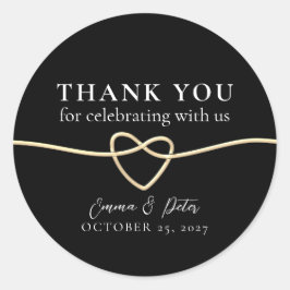 Elegante Boda negro de oro Gracias Pegatina