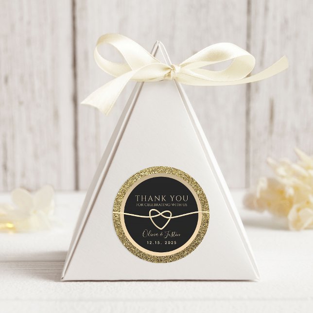 Elegante Boda Negro Gracias Pegatina (Subido por el creador)