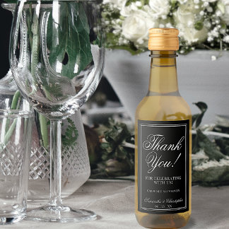 Elegante Boda negro simple Gracias Mini