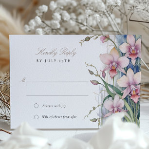 Elegante Boda Orquídea Tarjeta RSVP Pastel