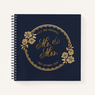 Elegante Boda personalizado de oro   Libro de visi