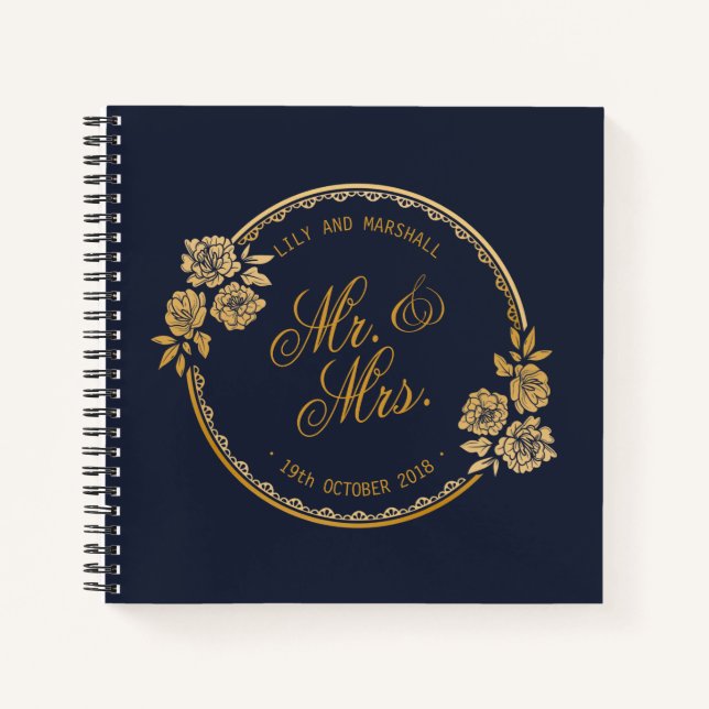 Elegante Boda personalizado de oro | Libro de visi (Anverso)