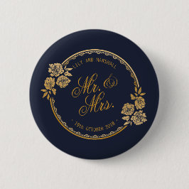 Elegante Boda personalizado Gold| Botón Pin