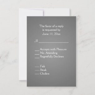 Elegante Boda Plata Oscura RSVP con Menú