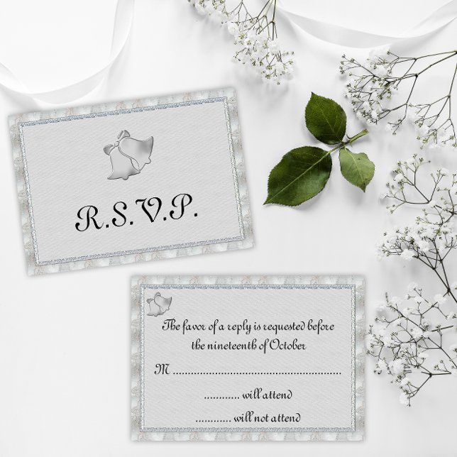 Elegante Boda plateado Bells RSVP (Subido por el creador)