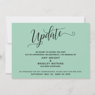 Elegante Boda pospuesto Invitación verde claro