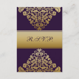 elegante boda púrpura dorada RSVP Standard 3.5 x 5