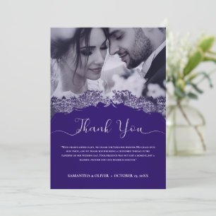 Elegante Boda púrpura tarjeta de agradecimiento