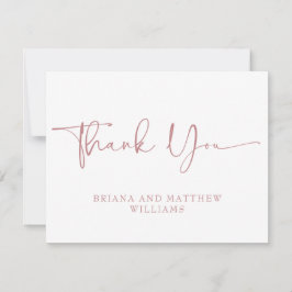 Elegante Boda Rosa Tarjeta de agradecimiento