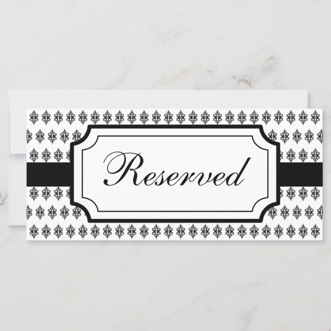 Elegante Boda Rótulo de mesa de la tarjeta reserva (Anverso)