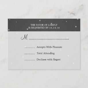 Elegante Boda RSVP Cadena de esparkling Negro