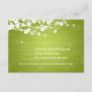 Elegante Boda RSVP Cherry Blossom Lime Green