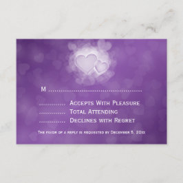 Elegante Boda RSVP Corazón moderno Púrpura