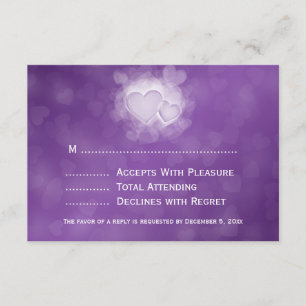 Elegante Boda RSVP Corazón moderno Púrpura