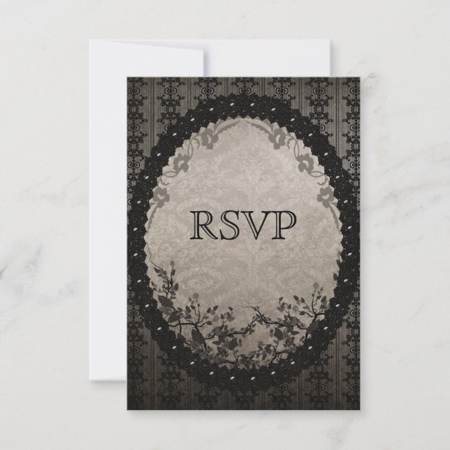 Elegante Boda RSVP de Black Lace y Secuencias (Anverso)