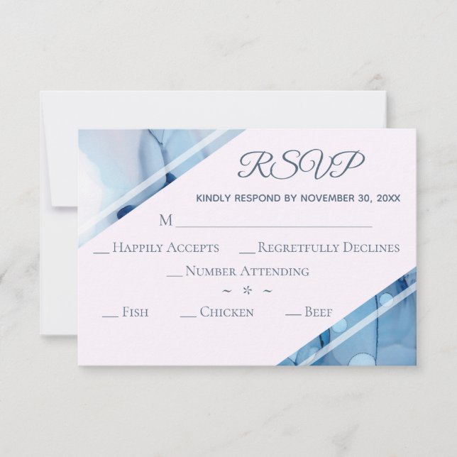 *~* Elegante Boda RSVP de color de agua moderno (Anverso)