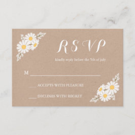 Elegante Boda RSVP de Daisies blancos florales