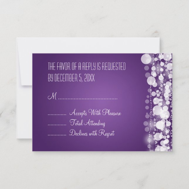 Elegante Boda RSVP Dotted Purple (Anverso)