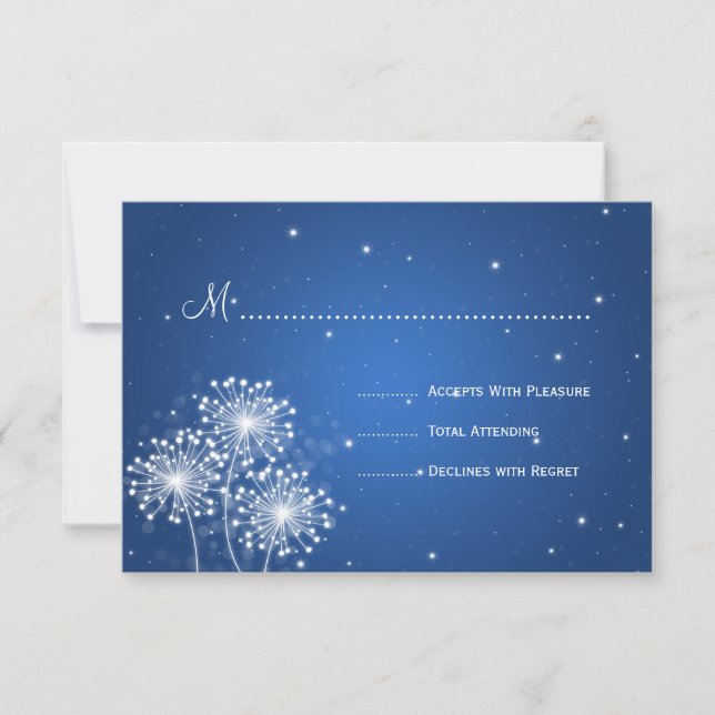 Elegante Boda RSVP Esparkle de verano Sapphire Azu (Anverso)