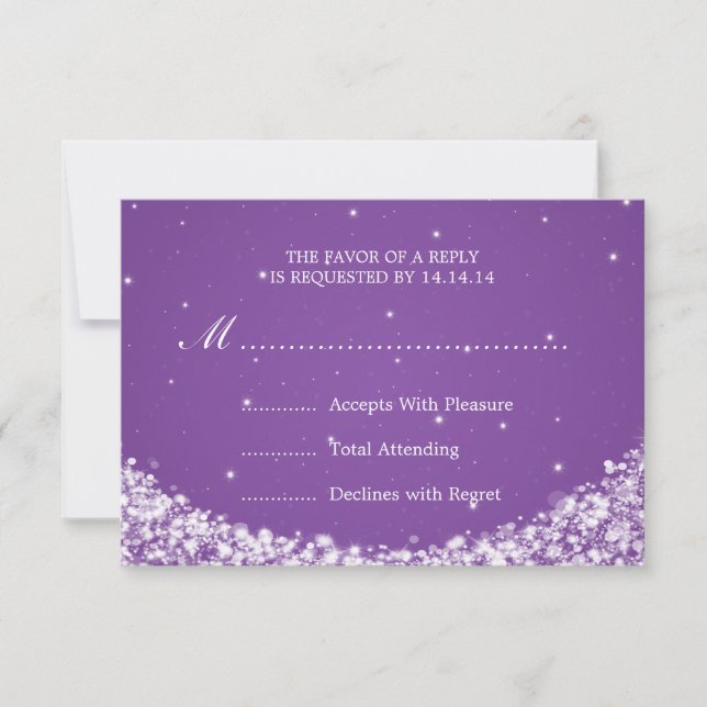 Elegante Boda RSVP Estrella Sparkle Purple (Anverso)