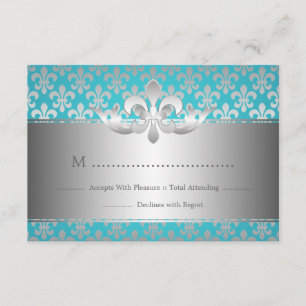 Elegante Boda RSVP Fleur De Lis Blue