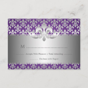 Elegante Boda RSVP Fleur De Lis Purple