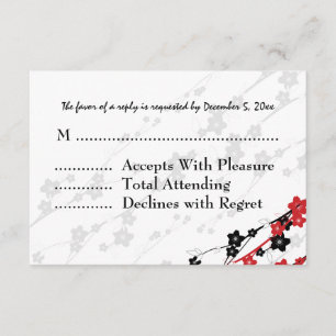 Elegante Boda RSVP Flores Japonesas Rojas