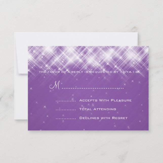 Elegante Boda RSVP Glamoroso provoca morado (Anverso)