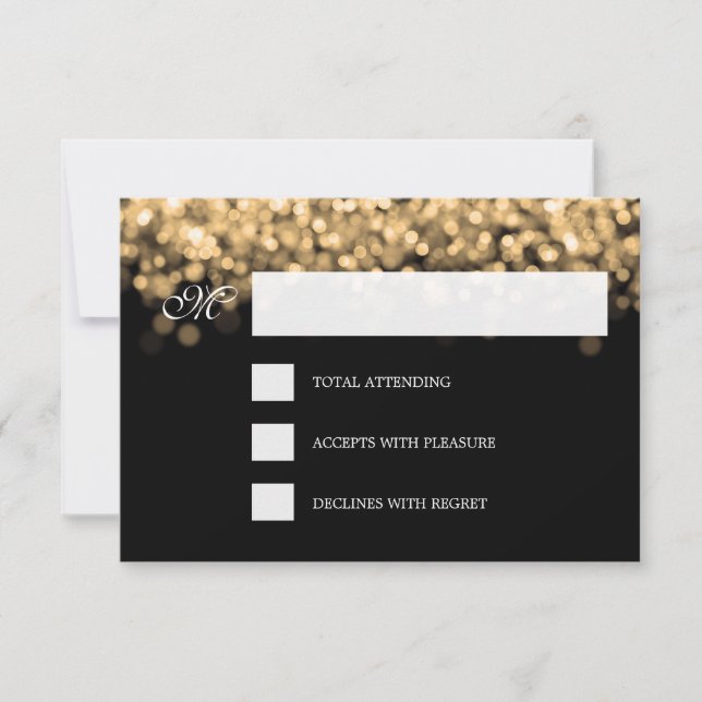 Elegante Boda RSVP Gold Lights PERSONALIZADO (Anverso)