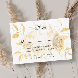 Elegante Boda RSVP Gold Watercolor Floral