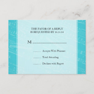 Elegante Boda RSVP Hoja de la música azul