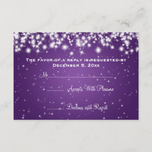 Elegante Boda RSVP Invierno Sparkle Purple