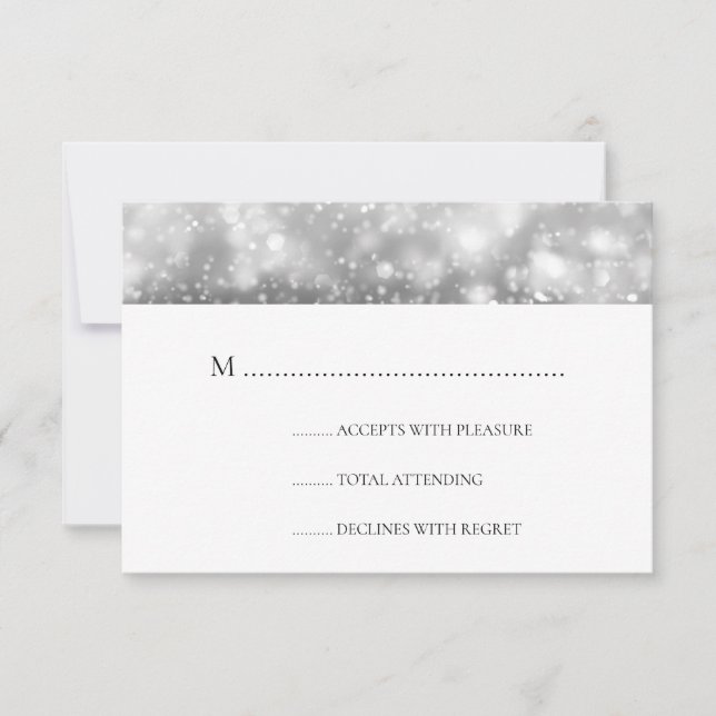 Elegante Boda RSVP Luces de verano plateado (Anverso)