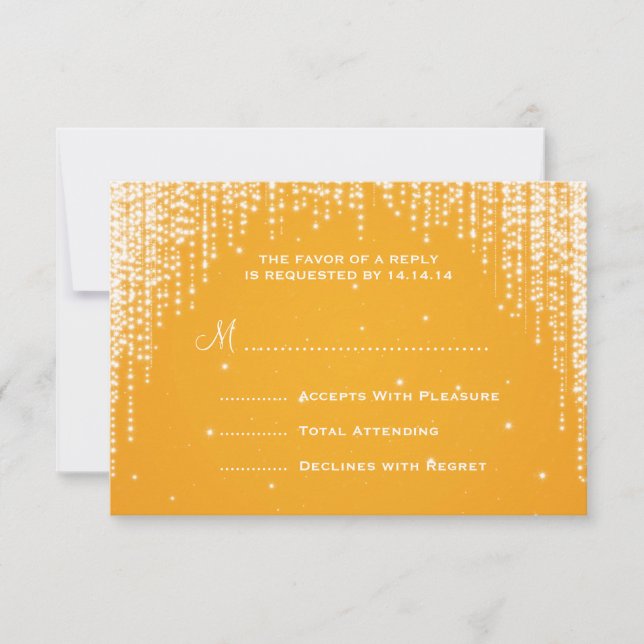 Elegante Boda RSVP Naranja Dazzle (Anverso)