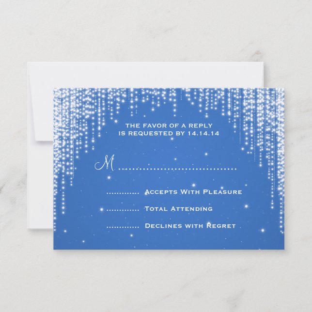 Elegante Boda RSVP Noche Dazzle Azul (Anverso)