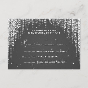 Elegante Boda RSVP Noche Dazzle Negro