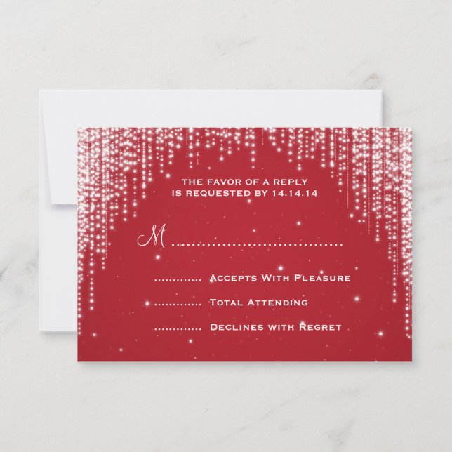 Elegante Boda RSVP Noche Dazzle Rojo (Anverso)