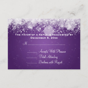 Elegante Boda RSVP Noche esparcido morado