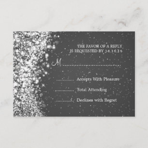Elegante Boda RSVP Onda de esparcido negro
