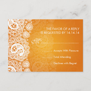 Elegante Boda RSVP Paisley Lace Naranja