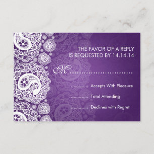Elegante Boda RSVP Paisley Lace Purple
