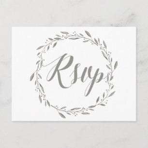Elegante Boda RSVP Postales Floral Gris