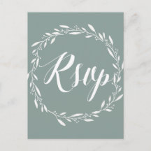 Elegante Boda RSVP postales Wreath sabio